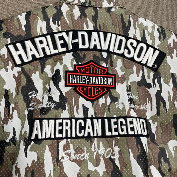 (105) 할리 커스텀 카모 소가죽 리얼레더 라이더자켓