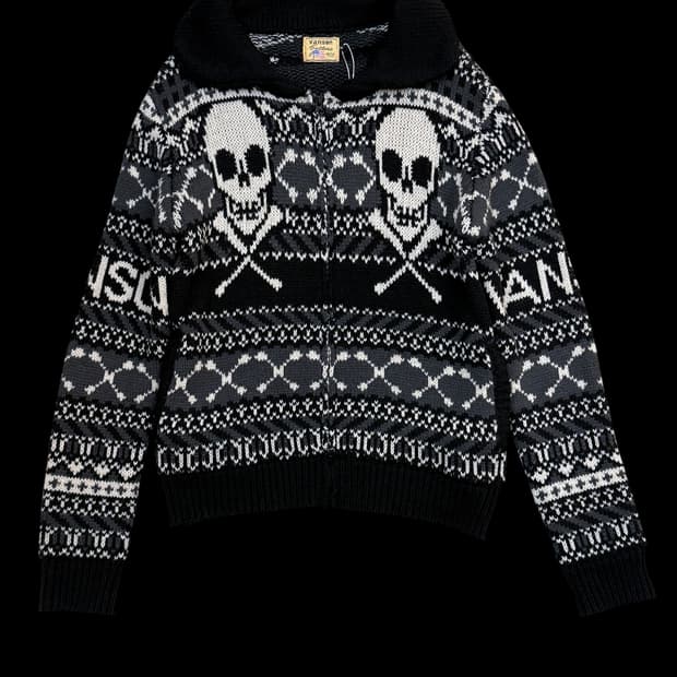 Vanson Skull Kint Zip Sweater