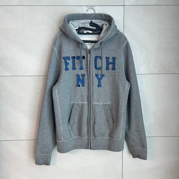 아베크롬비 뉴욕 스펠로고 대장 후드집업 그레이 [M]