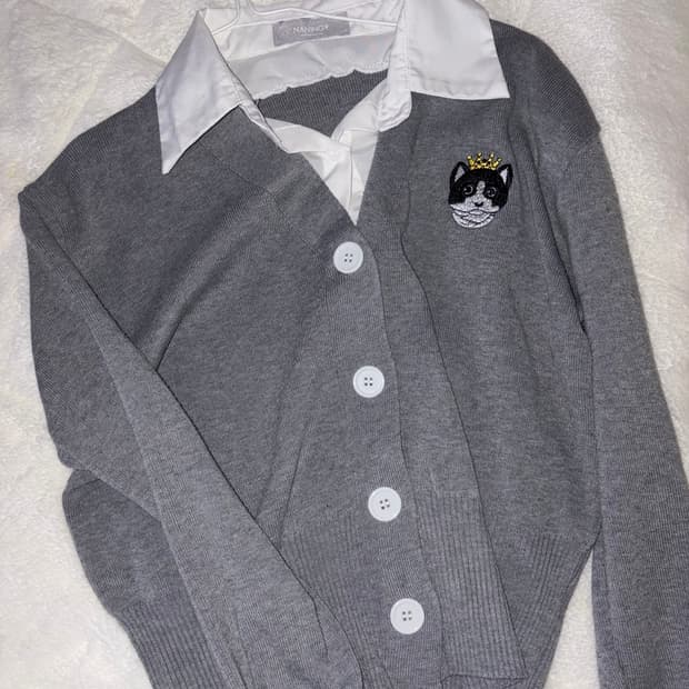 난닝구 블라우스 카라 일체형 가디건