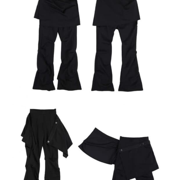 오호스 랩 오버 턱 팬츠 블랙 M