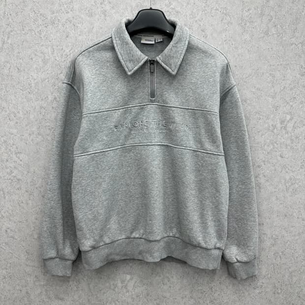 100 내셔널지오그래픽 남자 루즈핏 반집업 카라 맨투맨