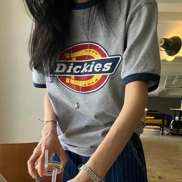 Dickies 디키즈 26ss 올드스쿨 트리로고 링거 반팔티셔츠