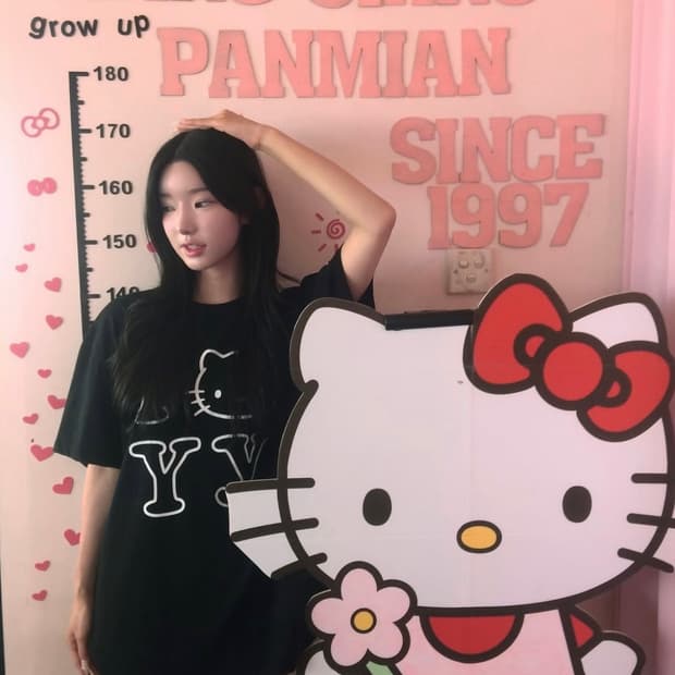 오픈 YY x 헬로 키티 티셔츠 블랙 S/M