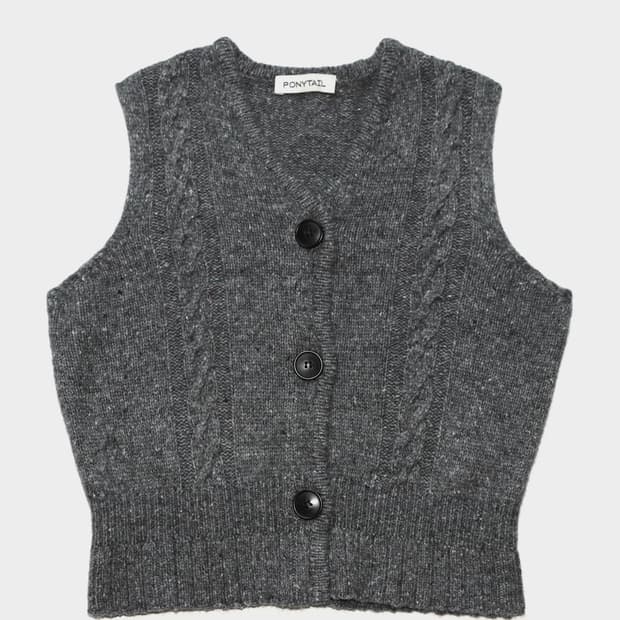Ponytail homework knit vest charcoal