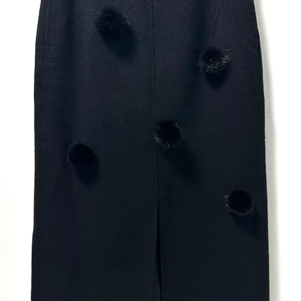 여성 핸드메이드 천연밍크 폼폼이 울 스커트 S사이즈