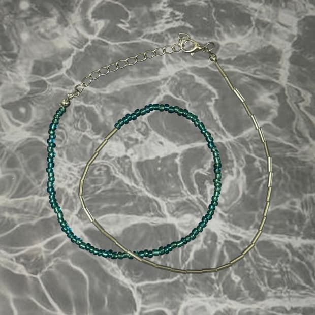 Ocean gleam 빈티지 비즈목걸이