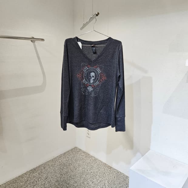 할리데이비슨 스컬 긴팔 티셔츠