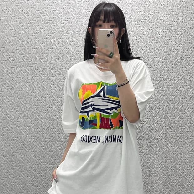 빈티지 캐주얼 펑크 키치 페인트 프린팅 반팔티 105 C12745