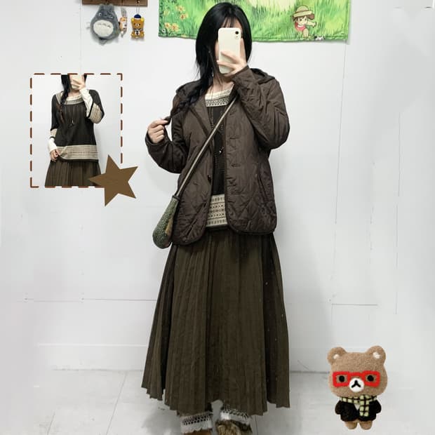 ꒰ঌ 코코아 라떼 누빔 패딩 세트 ໒꒱