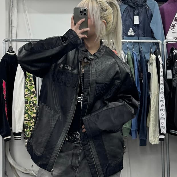 FUBU 푸부 양가죽 바이커 자켓