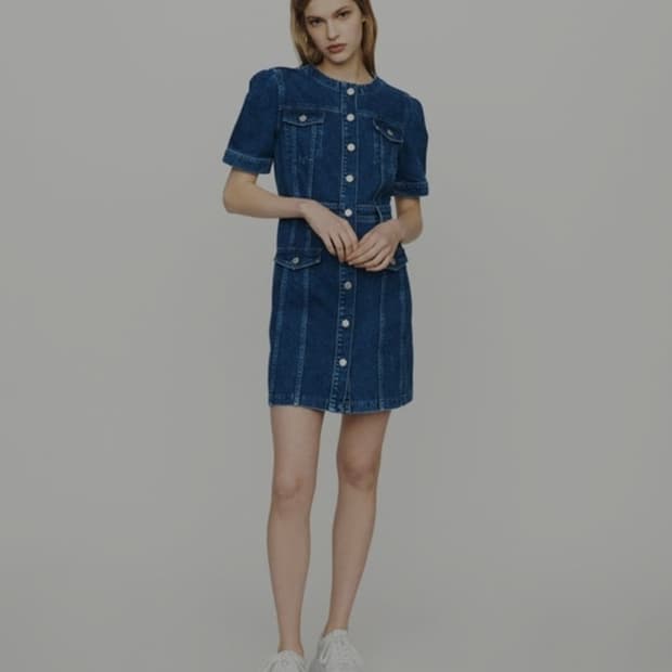 마쥬 엘비라 퍼프 소매 데님 미니 원피스 2 사이즈