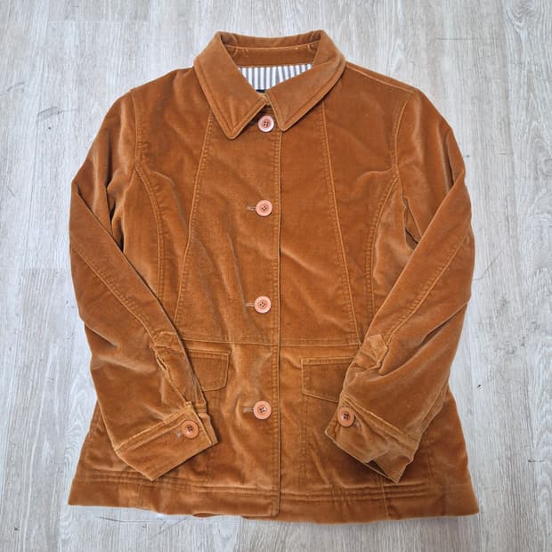 한섬 시스템 여성 버튼 벨벳자켓