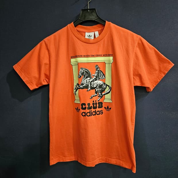 아디다스 프린팅 오렌지 남성 95 반팔티 