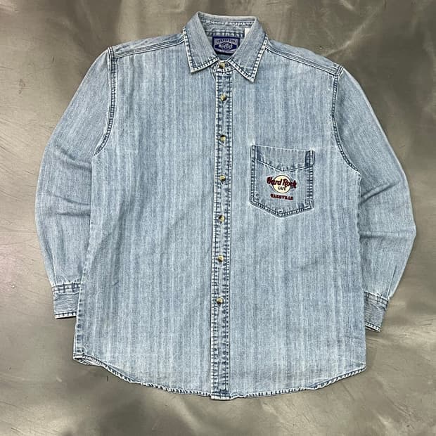  하드락카페 자수 데님 셔츠 y15809