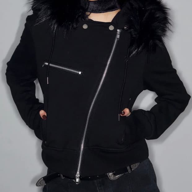 낫노잉 Rider Fur Hood Zip Up 라이더 퍼 후드 집업 블랙