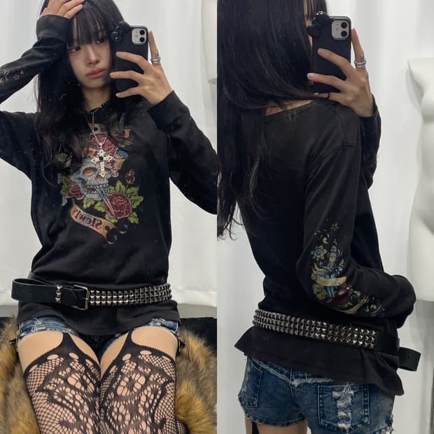 🎸블랙 스컬 프린팅 롱슬리브🎸