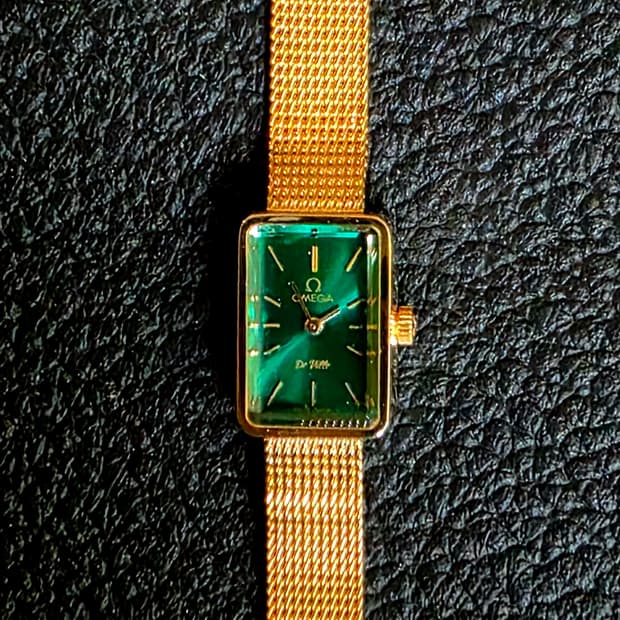 정품오메가 드빌사각 금장 수동시계