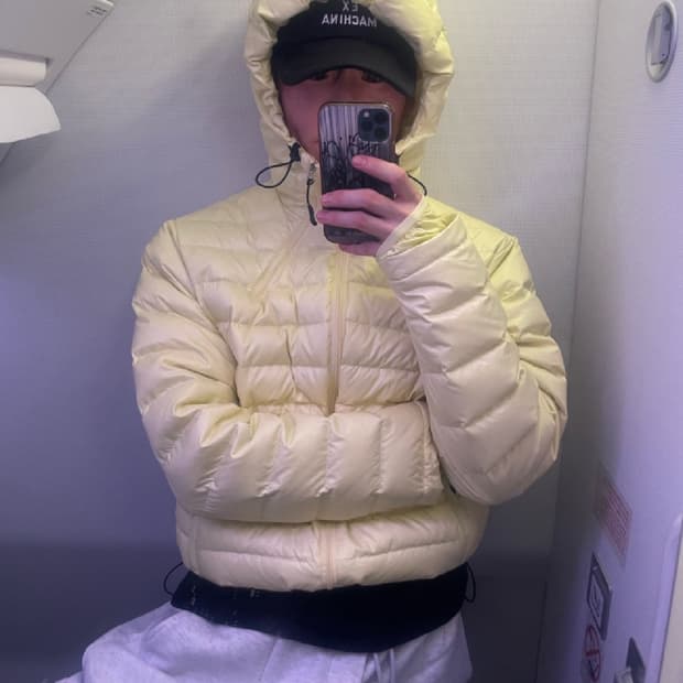 왓츠더유즈 에스키모 덕다운 경량 패딩 라임 M