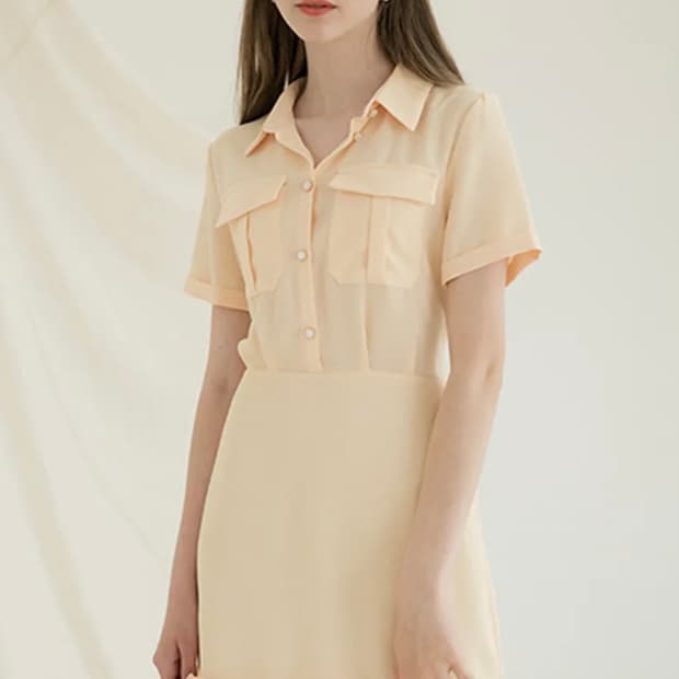 모어댄라이크 원피스 pocket collar dress yellow