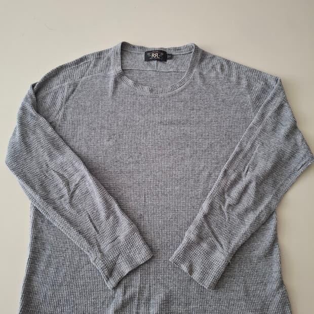 XL RRL 그레이 와플 크루넥 니트
