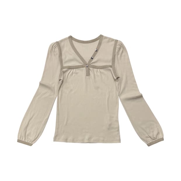 Ray Beams piped gather sleeve top