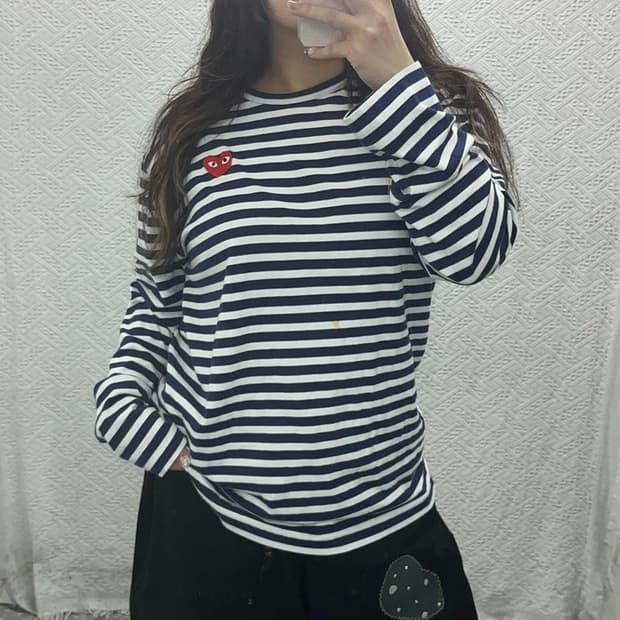 꼼데가르송 정품 와펜 단가라 롱슬리브 긴팔티 105 C06225