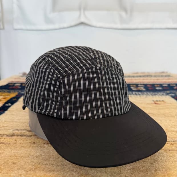 Vintage Grid Check Pattern Camp Cap
