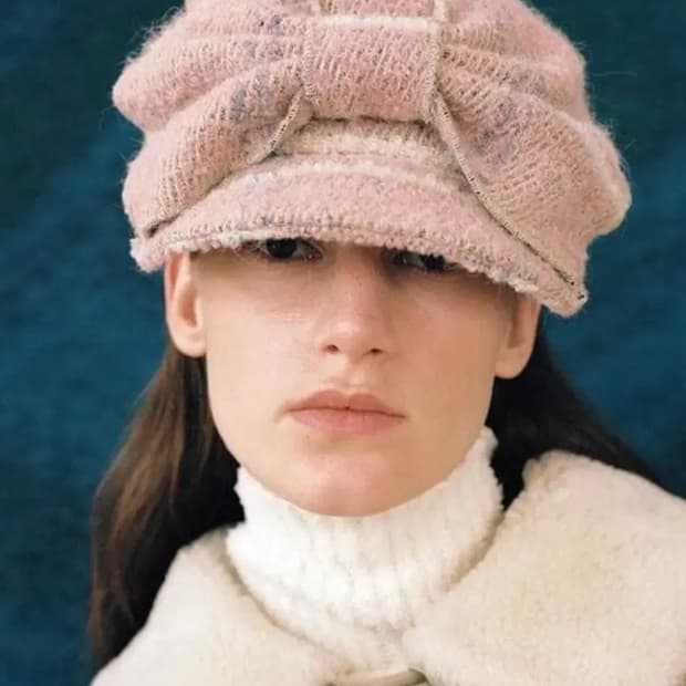 어썸니즈 벨보이 리본캡 스노우 체크핑크 리본