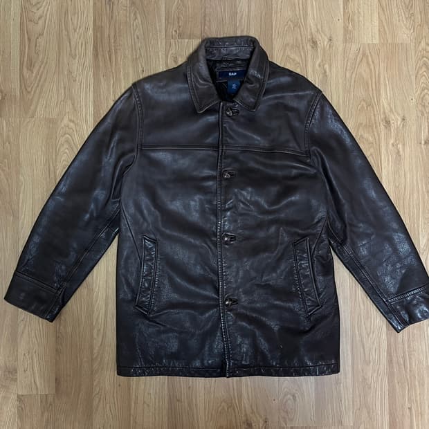 old gap 올드 갭 레더 카코트 다크 브라운 L