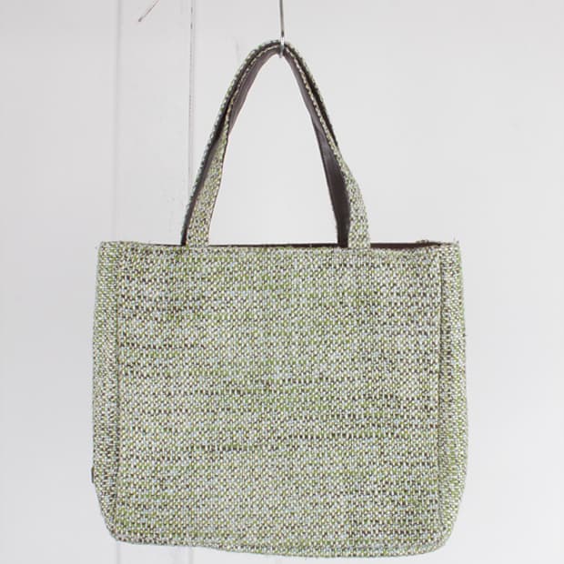 00s 아네스베 빈티지 올리브 믹스 부클레 트위드 토트백