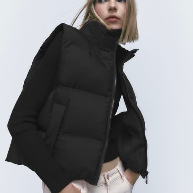 자라 패딩 베스트 조끼 블랙 XS