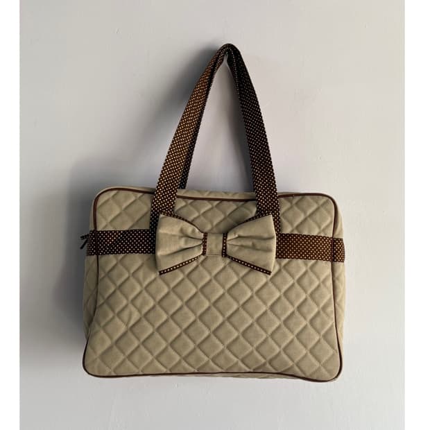 나라야 브라운 도트 리본 숄더백 모리걸 라떼맛 