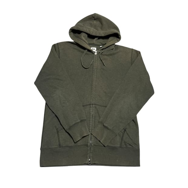 유니클로 카키 후드집업 