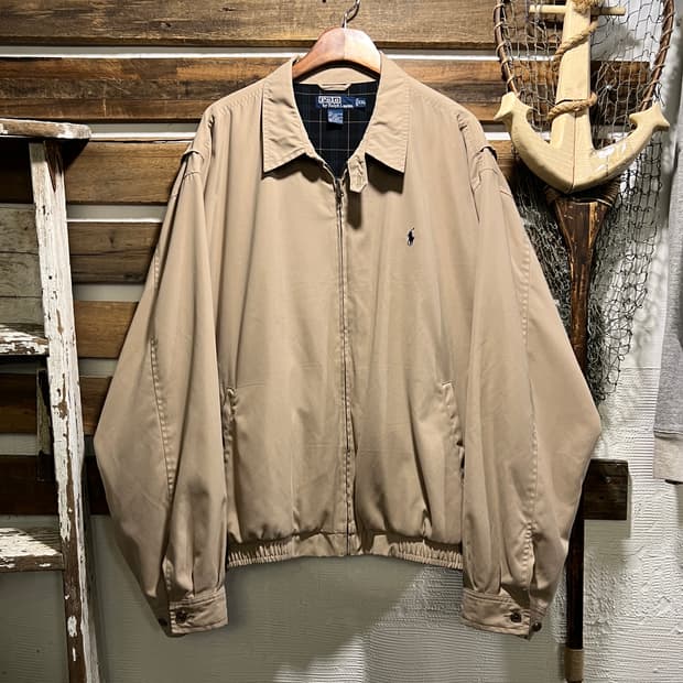 [2XL]폴로 랄프로렌 체크 라이닝 베이지 드리즐러 자켓