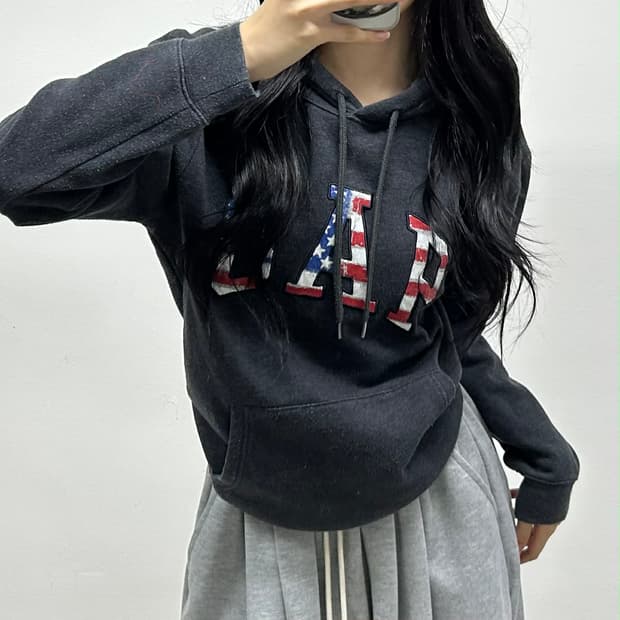 Gap 갭 성조기 그레이 스웨트셔츠 후드티(M)