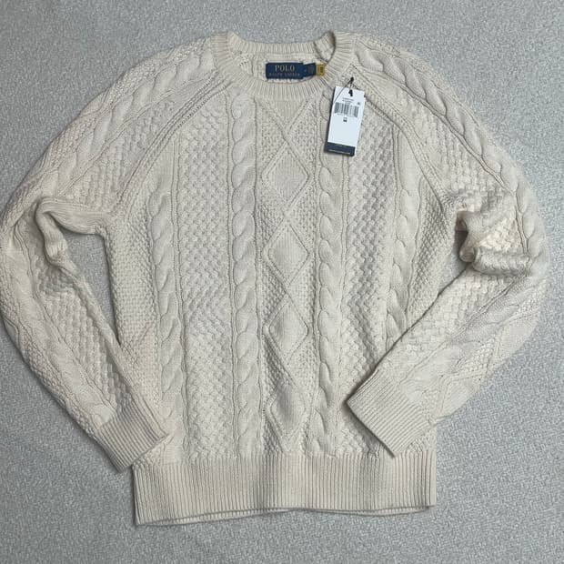 폴로 랄프로렌 케이블 니트 크림 M 새상품