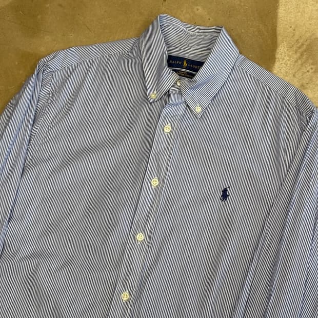 M 폴로랄프로렌 슬림핏 스트라이프 코튼 셔츠 