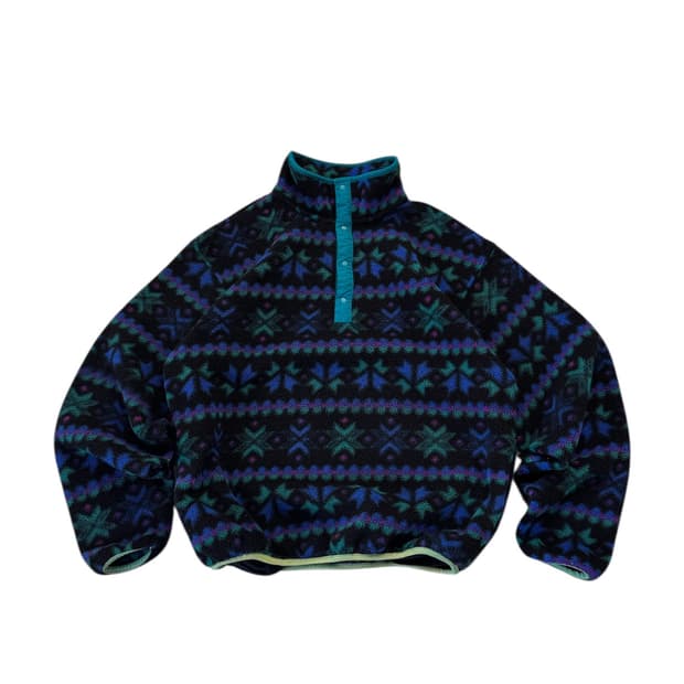 90s 엘엘빈 아즈텍 플리스 스냅티 풀오버