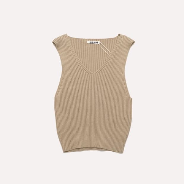 25ss cotton silk rib v-neck vest 