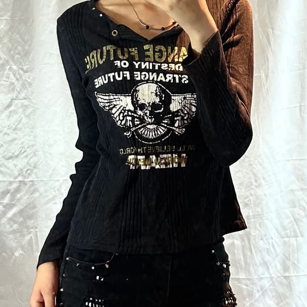 skull y2k punk long sleeve