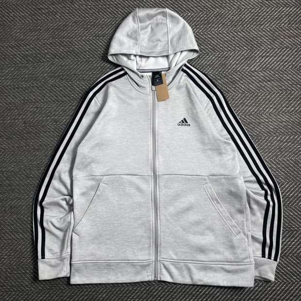 아디다스 에센셜 사이드 라인 그레이 트랙 후드집업o 4438