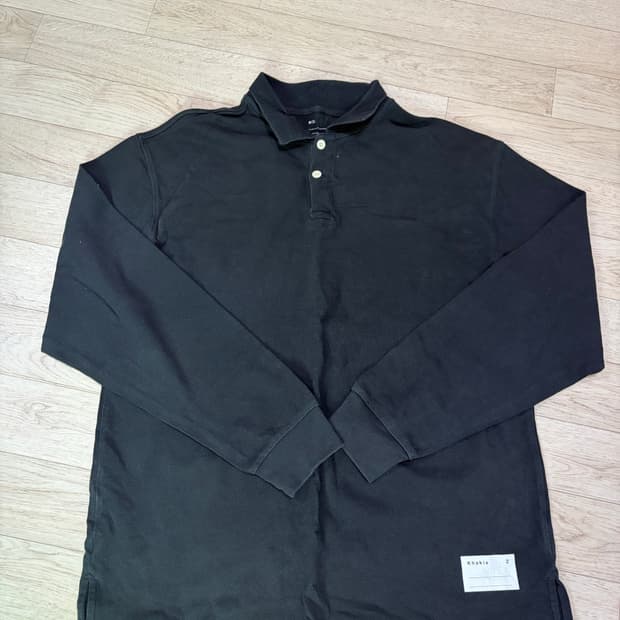 (M) 카키스 피케 L/S 폴로 긴팔 티셔츠 블랙