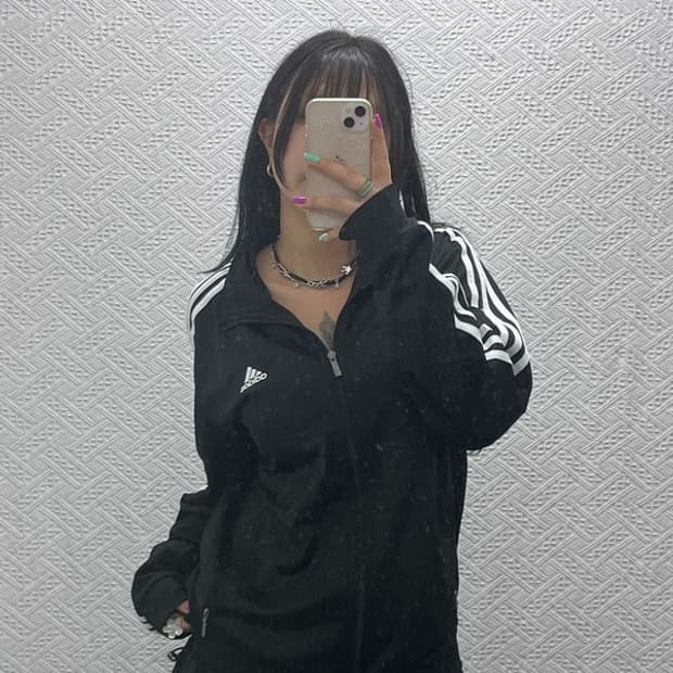 아디다스 빈티지 오리지널 검흰 삼선 져지 집업 XL C07264