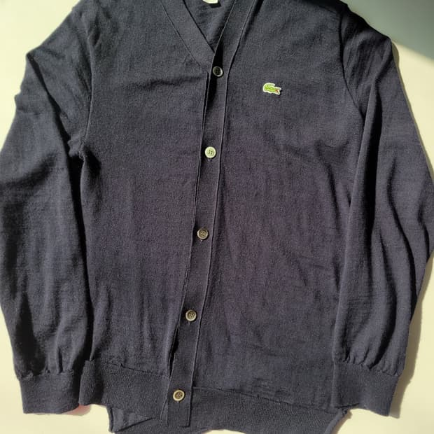 꼼데가르송 셔츠라인 라코스테 콜라보 비대칭 울 가디건 네이비 L