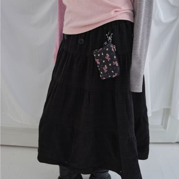 무음 투웨이 버튼 셔링 스커트 2way Button Shirring Sk