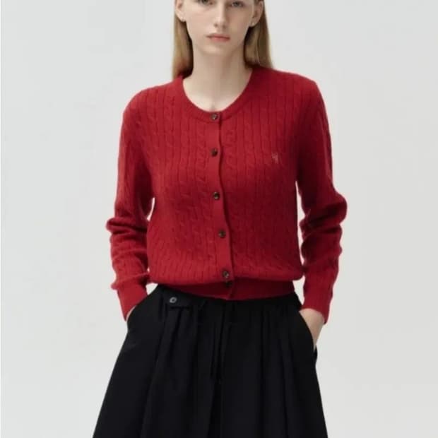 드파운드 케이블 니트 레드 가디건
