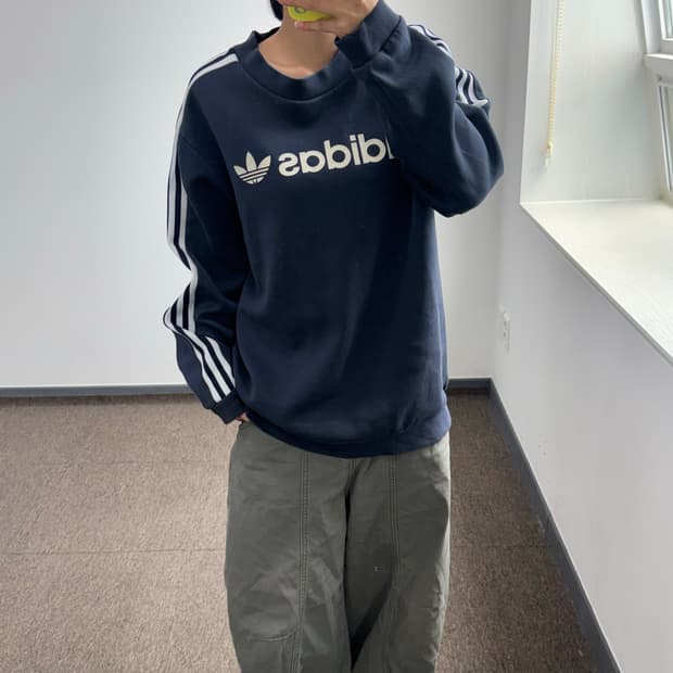 Adidas 아디다스 다크네이비 스펠아웃로고 트랙탑 맨투맨