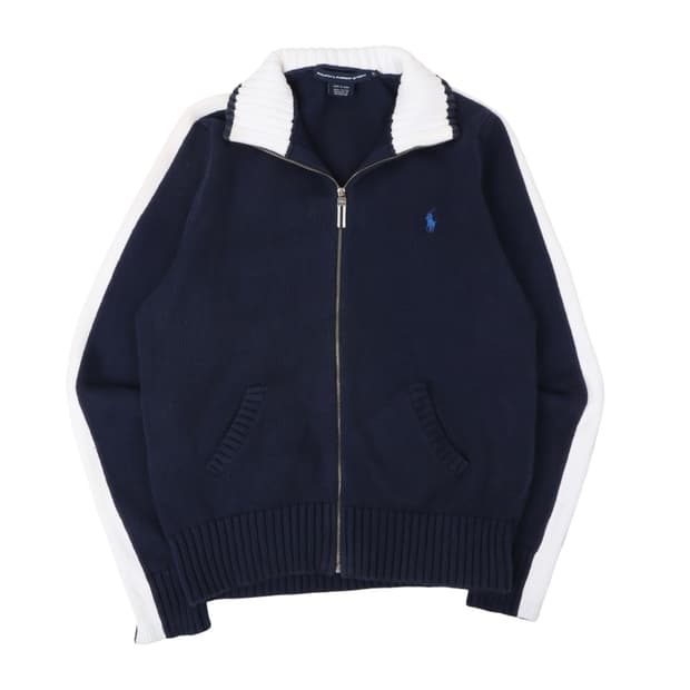 폴로 랄프로렌 네이비 화이트 니트집업 자켓