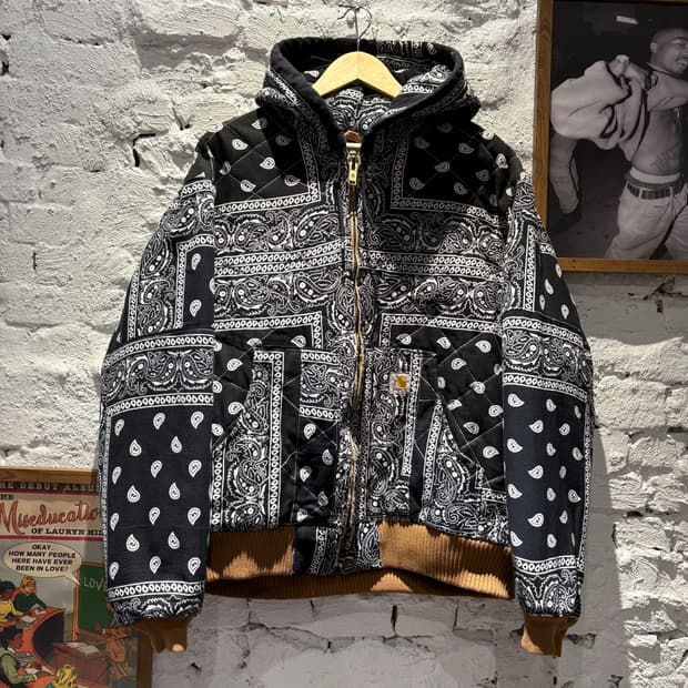 90’s 칼하트 j130 반다나 커스텀 워크 후드자켓